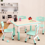 Garvee Set Infantil de Mesa y 4 Sillas con Altura Ajustable y Superficie de Graffiti, Plástico y MDF, 80 x 60 cm, Azul Lago - Azul Claro