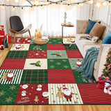 Garvee Alfombra Navidad Garvee 100% poliéster 200g felpa plegable base antideslizante TPR 140x200cm rojo 980gsm peso total - Rojo & Verde
