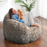 Garvee Sillón Puff Grande para Adultos, Suave y Estructurado, Relleno de Espuma, Cubierta Lavable, Antideslizante, Ideal para Sala y Lectura, 94 × 96 × 65 cm, Dos Tonos - Café