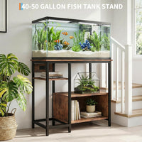 Garvee Soporte para Acuario de 40 a 50 Galones con Enchufes Integrados Mesa para Pecera y Terrario Estructura de Metal y Madera Carga Máxima de 300 kg 93x48x78 cm Marrón