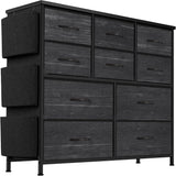 Garvee Commode 10 cajones armario madera marco metálico dormitorio pasillo diseño estable duradero MDF PB tela catión - Negro