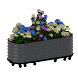 Garvee Cama De Jardín Elevada Galvanizada Con Ruedas Y Depósito De Agua, Acero Resistente, Portátil, Auto-Riego, Fácil Montaje, Gris, Para Interiores Y Exteriores - Gris