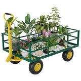 Garvee Carro de Jardín de Acero 544 kg 3-en-1 con Neumáticos Todo Terreno 33 cm y Mango Giratorio 180° para Jardinería y Patio, Reforzado, Negro - Verde & Amarillo