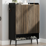 Garvee Gabinete Para Zapatos Grande Con 2 Puertas, Estantes Ajustables, Negro Y Marrón Para Entrada Y Sala, Seguro Y Moderno - Negro
