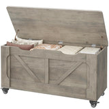 Garvee Banco de Almacenamiento con Ruedas y Bisagras de Seguridad, MDF de 18 mm, 159 kg de Capacidad, 100 x 40 x 53 cm, Gris