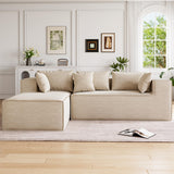 Garvee Sofá Modular Seccional L en Chenilla Beige, Diseño Moderno, Espuma Alta Densidad, Sala y Dormitorio, Sin Montaje - Beige