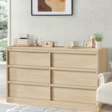 Garvee Cómoda de 6 Cajones Roble Natural para Dormitorio Sala y Entrada 119×40×74 cm - Color Madera