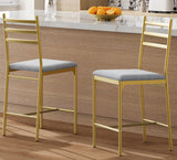 Garvee Taburetes De Barra 22.4 In Metal Con Respaldo Y Cojín Grueso PU Oro Para Cocina Y Restaurante - Gold