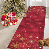 Garvee Alfombra navideña en rollo 80x150cm rojiza lavable antideslizante lana artificial para salón, dormitorio, cocina - Rojo