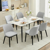 Garvee Sillas de Comedor Tapizadas en Tela Gris - Asiento Acolchado, Patas de Madera, Soporte Ergonómico, Antideslizantes, Juego de 6 - Para Cocina y Restaurante - Lino