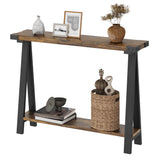 Garvee Mesa Consola para Entrada 2 Niveles con Almacenaje, Diseño R-Piernas, Madera Vintage, Compacta para Pasillos Estrechos y Salas, 43.3x8.3x31.5 in, Vintage - Vintage