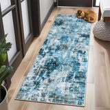 Garvee Alfombra Moderna Abstracta Lavable Antideslizante Suave Plegable Polipropileno Resistente Para Sala Dormitorio - 120*170Cm-Azul