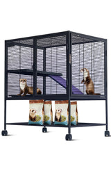 Garvee Jaula Para Pequeños Animales De Metal 36''H, Multi-Niveles, Bandeja Extraíble, Rampa Suave, Estante De Almacenaje, Para Hurones, Conejos, Cobayas - A2