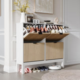 Garvee Mueble Zapatero de MDF con 4 Cajones Abatibles Diseño Ondulado para Entrada Blanco y Roble - Blanco & Roble