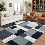 Garvee Alfombra moderna lavable máquina Garvee boho chic textura geométrica resistente 160x230cm gris sala oficina 100% polié - Ceniza