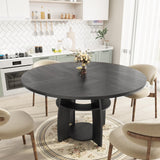 Garvee Mesa de Comedor Redonda 120 cm con Estante, Mesa de Cocina Moderna para 4-6 Personas con Patas Ajustables y Diseño Estable en Color Negro - Negro