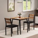 Garvee Conjunto de Comedor 3 Piezas para 2 Personas, Mesa Cuadrada Compacta, Estructura Metálica, Diseño Vintage, Ideal para Apartamentos, 74×74×76 cm - Vintage
