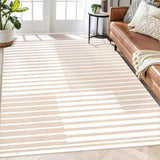Garvee Alfombra de Sala 120x170cm Beige 1200gsm, 100% Poliéster Pelo Corto Lavable Antideslizante, para Sala y Dormitorio - Beige