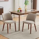 Garvee Sillas De Comedor De Lino Juego De 2 Con Respaldo Envolvente Y Cojines Gruesos Para Cocina Y Sala Madera Natural - Caqui-Lino