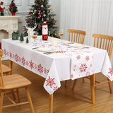 Garvee Mantel y Runner Navidad resistente agua antiarrugas patrón copos nieve cocina 137x178cm+33x178cm blanco - Blanco