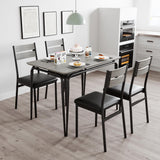 Garvee Juego De Comedor Para 4 Con Mesa Rectangular Moderna Y Asientos Tapizados, MDF Y Metal, Cocina Y Oficina, Gris, Ahorro De Espacio - Gris