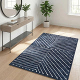 Garvee Alfombra Moderna Geométrica Lavable, Poliéster Suave, Antideslizante, Resistente a Manchas, Plegable, para Salón, Dormitorio y Comedor - Azul