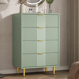 Garvee Cómoda Fluted Con 4 Cajones Verde Oliva Para Dormitorio Y Sala, MDF Robusto, Mango Metálico, Diseño Moderno, Base Estable - Verde oliva