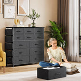 Garvee Cómoda De 12 Cajones De Tela Con Estructura De Acero Y Tapa De Madera Para Dormitorio Y Sala Ajustable Neutro - Gris oscuro