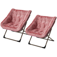 Garvee Silla Plegable Rosa de Piel Sintética, Reclinable Ajustable, Capacidad 136 kg, Portátil para Dormitorio y Sala