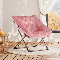 Garvee Silla Plegable Rosa de Piel Sintética, Reclinable Ajustable, Capacidad 136 kg, Portátil para Dormitorio y Sala