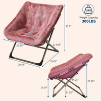 Garvee Silla Plegable Rosa de Piel Sintética, Reclinable Ajustable, Capacidad 136 kg, Portátil para Dormitorio y Sala