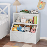 Garvee Estantería Infantil de MDF y PB con Estructura de Caja Reforzada, 80x42x82cm Organizador de Libros y Juguetes, Perfecta para Dormitorios y Salas de Juegos Color Blanco Vintage - Blanco Vintage