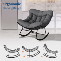 Garvee Silla Mecedora de Patio Grand Rocking Chair con Cojín Cómodo y Revestimiento E-Coating, Madera Resistente para Balcón y Jardín