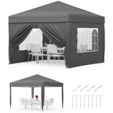Garvee Cenador Plegable 3x3m Carpa Pop-Up Impermeable con Paredes Laterales Ventanas Tipo Iglesia y Protección UV Carpa de Fiesta Altura 270cm Color Gris - Gris