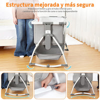 Garvee Cuna Colecho Bebé T-706 4en1 Altura Ajustable Ruedas Colchón Cómodo Plegable Gris EU