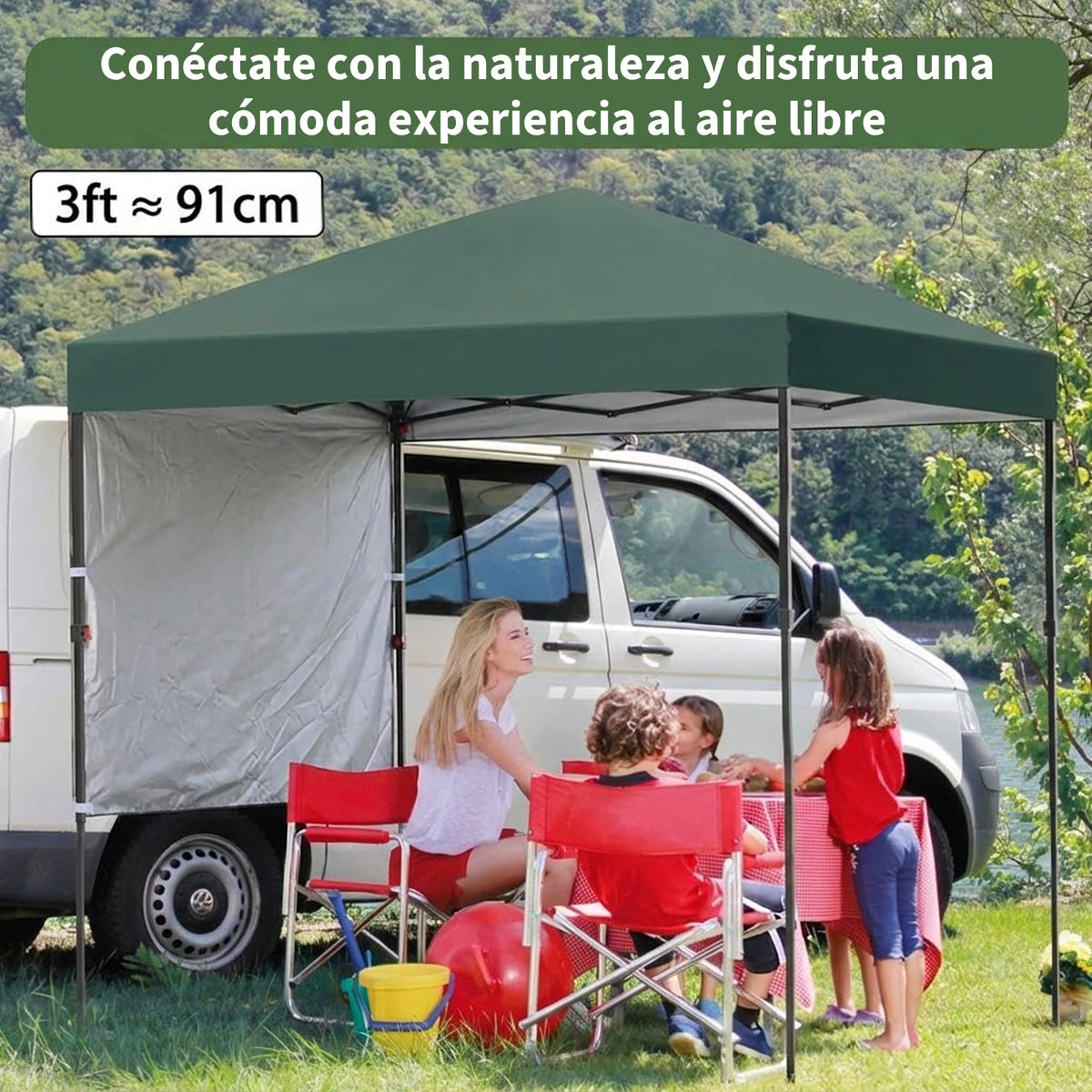 Garvee Carpa Pabellón de Jardín Plegable Pop-Up 2,2x2,2 m con Paredes Laterales Tela Oxford 150D Altura Ajustable 2,4 m Verde