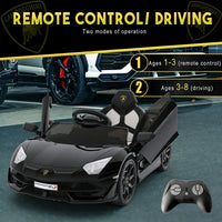 Garvee Coche Eléctrico 12V con Puertas Hidráulicas y Suspensión de Muelles Control Remoto 2.4G para Niños 3-8 Años Negro