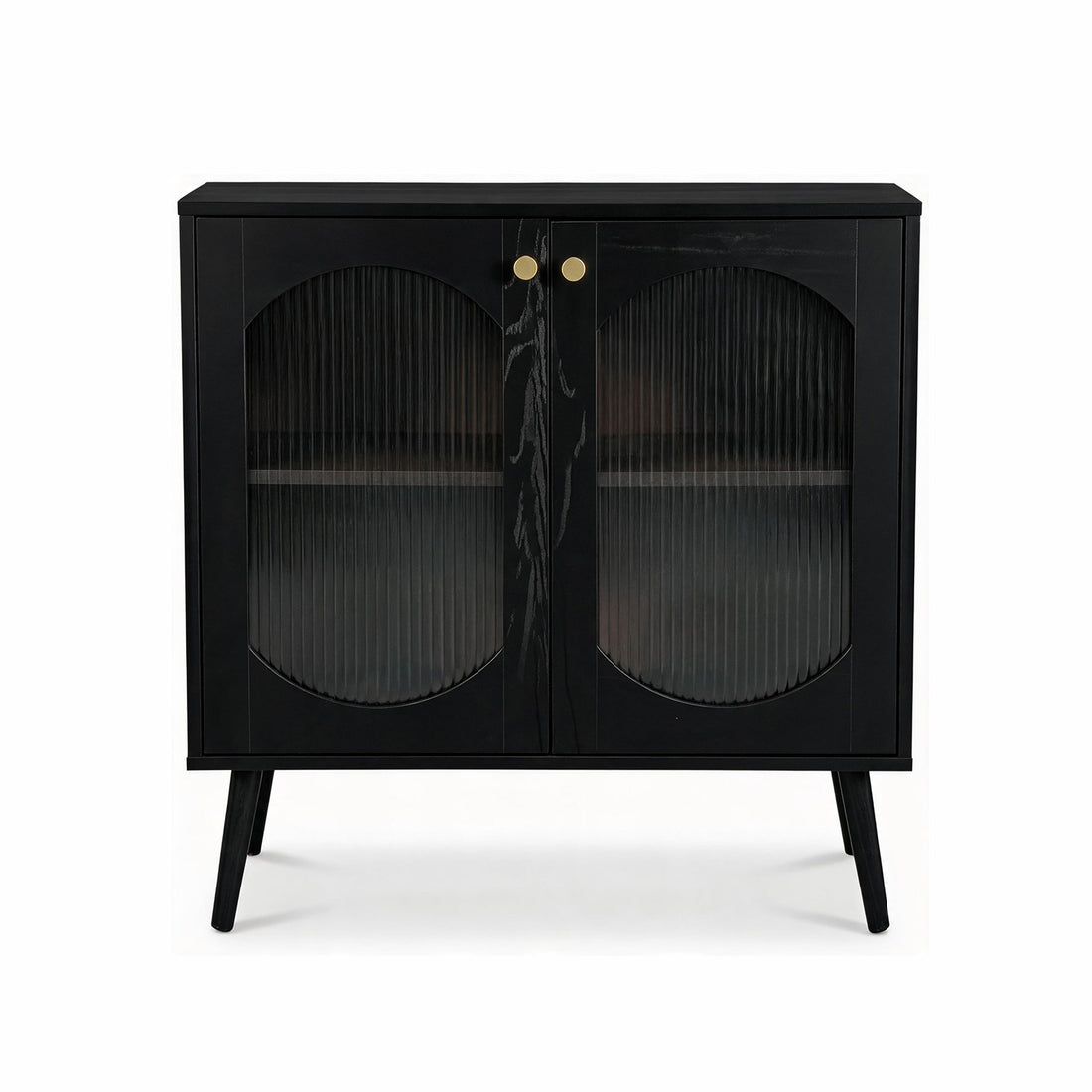 Garvee Aparador Contemporáneo de PB con 2 Puertas de Vidrio Texturizado Mueble Multifuncional para Salón o Pasillo Negro