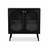 Garvee Aparador Contemporáneo de PB con 2 Puertas de Vidrio Texturizado Mueble Multifuncional para Salón o Pasillo Negro - Negro
