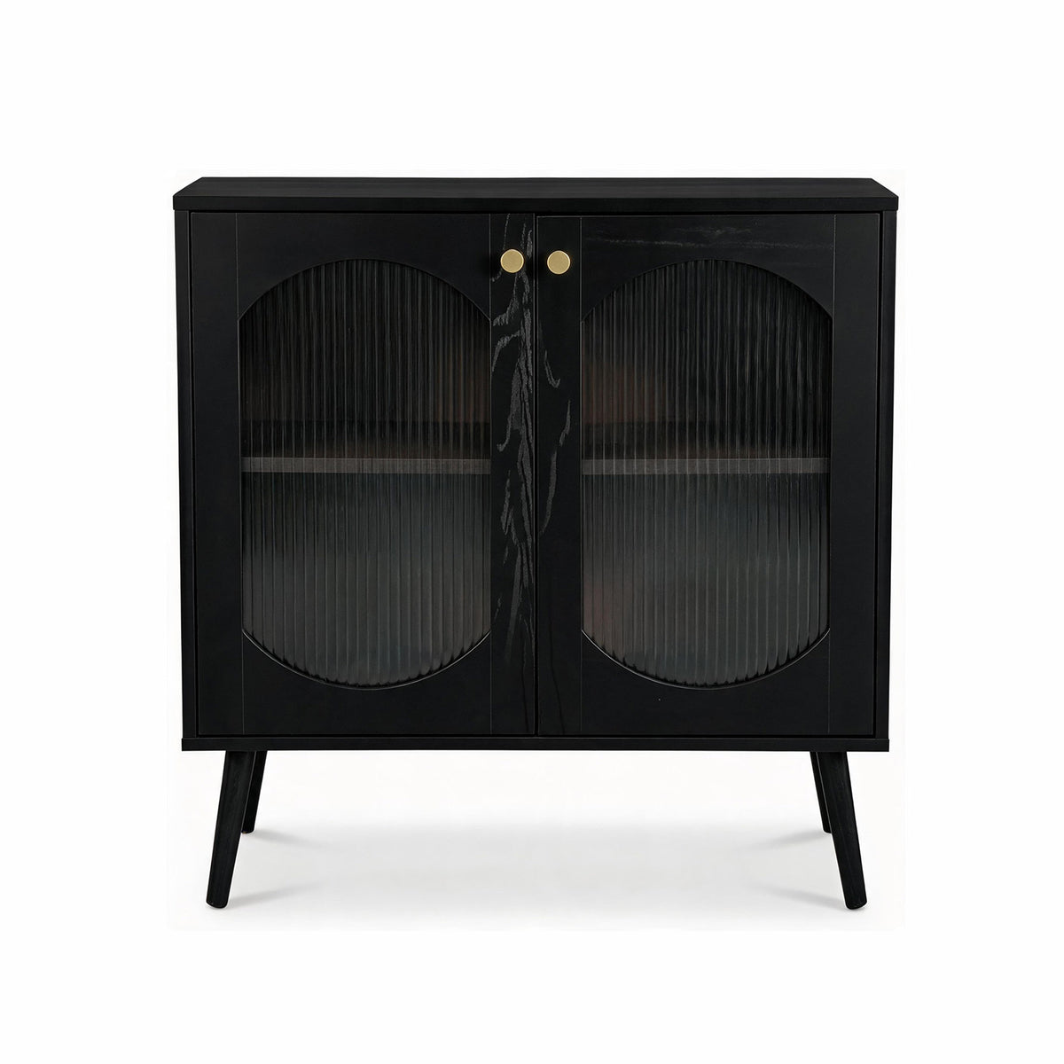 Garvee Aparador Contemporáneo de PB con 2 Puertas de Vidrio Texturizado Mueble Multifuncional para Salón o Pasillo Negro