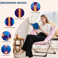 Garvee Silla Saucer de Piel de Conejo Plegable con Marco Metálico para Dormitorio y Sala, Rosa, Soporta 136 kg, Diseño Ergonómico