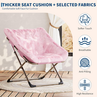 Garvee Silla Saucer de Piel de Conejo Plegable con Marco Metálico para Dormitorio y Sala, Rosa, Soporta 136 kg, Diseño Ergonómico