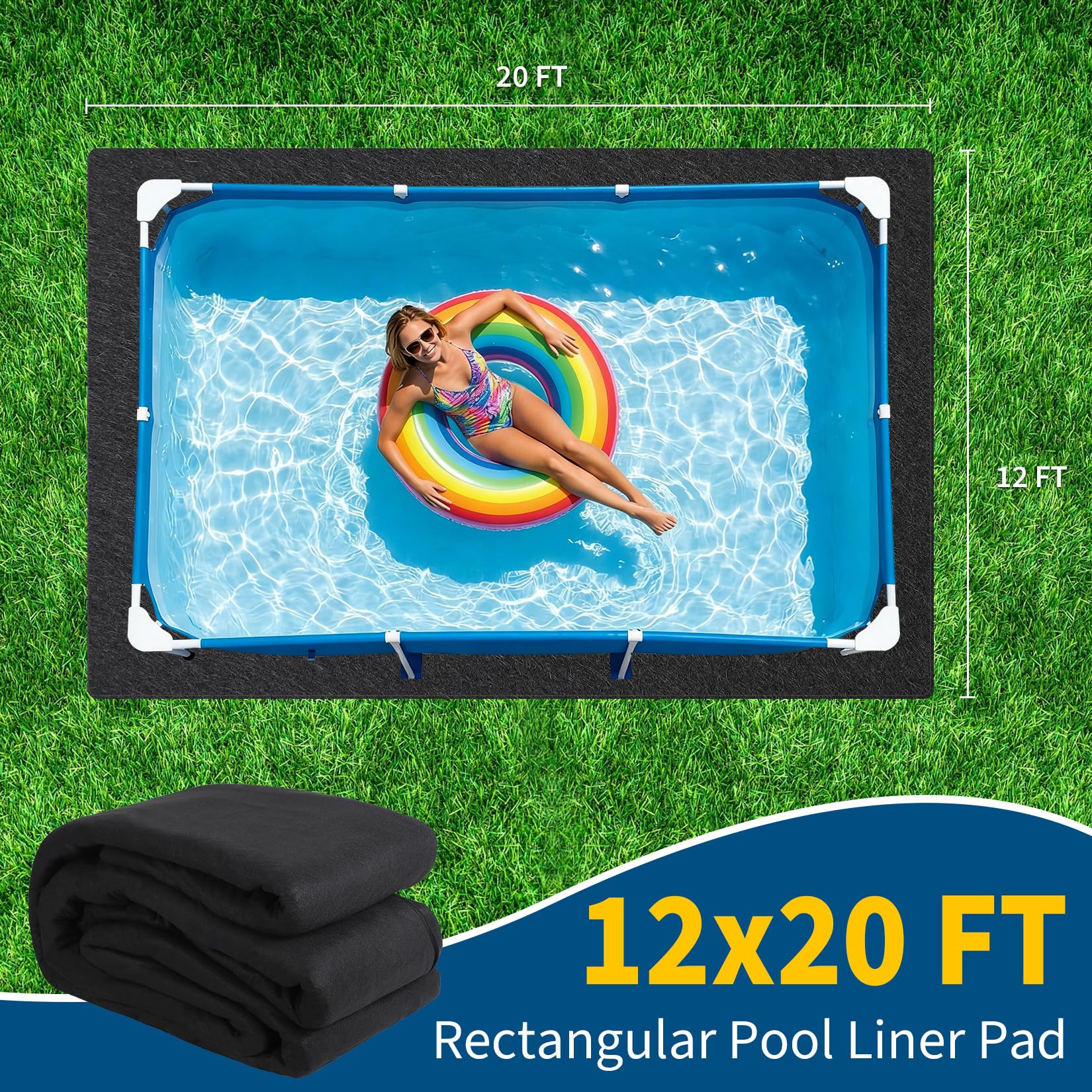 Protection de sol pour piscine rectangulaire 3,66 x 6,10 m