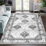 Garvee Alfombra Boho Lavable Antideslizante Delgada Cachemira Sintética Pelo Bajo Gris 120x170 Cm para Sala Dormitorio Cocina - Gris