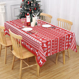 Garvee Mantel Navideño Cuadrado 132×132 cm Resistente a Manchas Lavable Poliéster Suave Diseño Reno Copos de Nieve para Fiestas Hogareña - Rojo