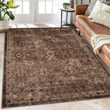 Garvee Alfombra Boho Vintage de Sala Grande, Pelo Corto, Lavable y Anti-Rutsch, Polipropileno, Rojo-Marrón, Diseño Retro, 200x290cm, para Cocina, Dormitorio y Comedor - Rojo Marrón