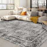 Garvee Alfombra Retro Vintage 160x230cm Rutschfest Lavable TPR Material Suave Duradera Para Salón Dormitorio - Gris