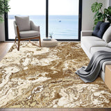Garvee Alfombra gran formato 160x230 cm de Terciopelo Perlado Lavable con Estampa Abstracta de Lujo para Salones Modernos Café - Café
