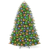 Garvee Árbol de Navidad Artificial 228 cm Verde con 600 LEDs y 2165 Puntas de Rama, PVC, Soporte Metálico Plegable, Pedal de Pie para Decoración Festiva - Verde