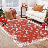 Garvee Alfombra Navidad grande moderna 140x200cm lavable microfibra suave antideslizante - Rojo